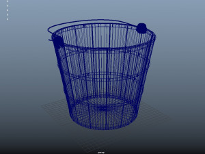 wooden bucket with handle 3D 模型