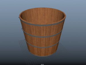 wooden bucket without handle 3D 模型