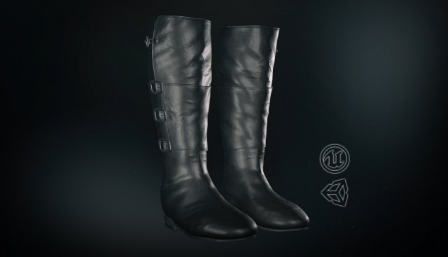 black leather boots 2 Modelo 3D .c4d .max .obj .3ds .fbx .stl .blend 