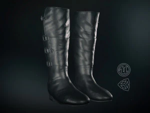 검은색 가죽 부츠 2 3D 모델