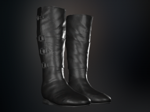black leather boots 2 Modelo 3D