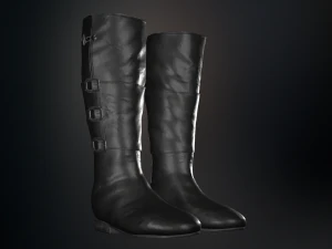 black leather boots 2 3D Model