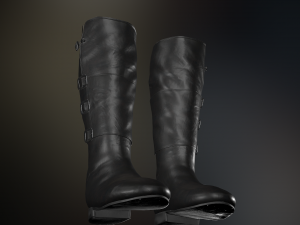 black leather boots 2 Modelo 3D