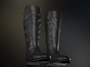 black leather boots 2 3D Model