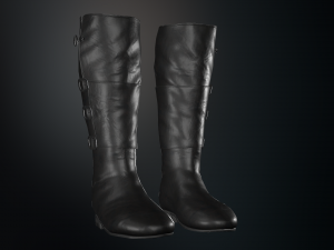 black leather boots 2 Modelo 3D