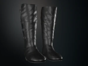 black leather boots 2 3D Model