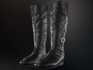 black leather boots 2 Modelo 3D