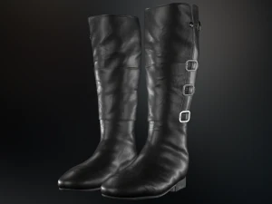 black leather boots 2 3D Model