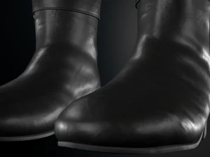 black leather boots 2 3D Model