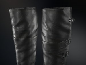 black leather boots 2 Modelo 3D