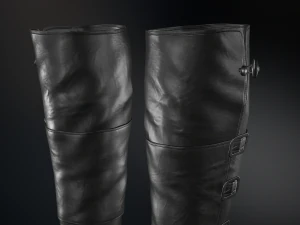 black leather boots 2 3D Model