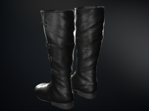 black leather boots 2 Modelo 3D