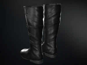 black leather boots 2 3D Model