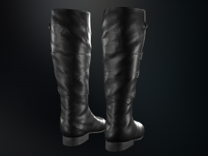 black leather boots 2 Modelo 3D
