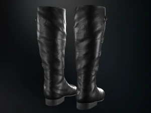 black leather boots 2 3D Model
