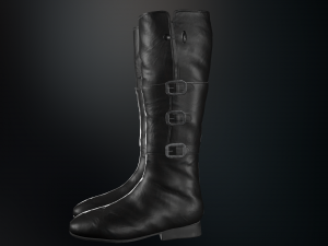black leather boots 2 Modelo 3D