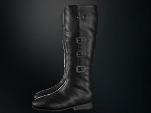 black leather boots 2 3D Model
