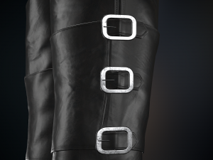 black leather boots 2 Modelo 3D