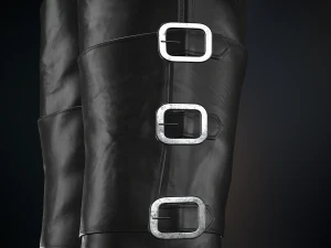 black leather boots 2 3D Model