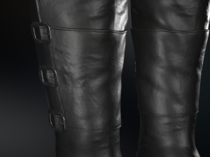 black leather boots 2 Modelo 3D