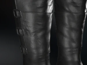 black leather boots 2 3D Model