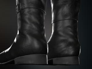 black leather boots 2 Modelo 3D