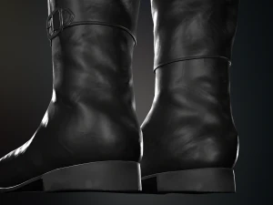 black leather boots 2 3D Model