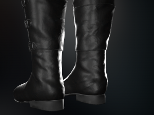 black leather boots 2 Modelo 3D