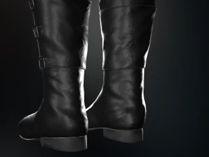 black leather boots 2 3D Model