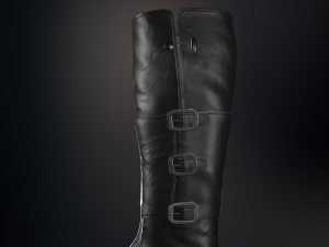 black leather boots 2 Modelo 3D