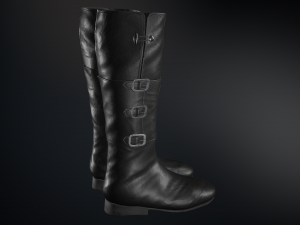 black leather boots 2 Modelo 3D