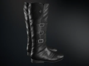 black leather boots 2 3D Model