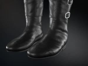 black leather boots 2 3D Model