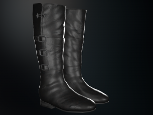 black leather boots 2 Modelo 3D