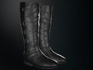 black leather boots 2 3D Model