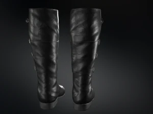 black leather boots 2 3D Model