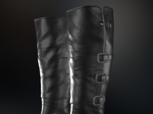 black leather boots 2 Modelo 3D