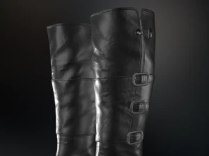 black leather boots 2 3D Model