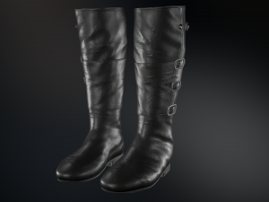 black leather boots 2 Modelo 3D