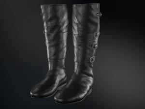 black leather boots 2 3D Model