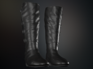 black leather boots 2 Modelo 3D