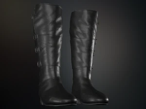 black leather boots 2 3D Model