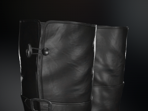 black leather boots 2 Modelo 3D
