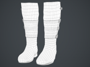 black leather boots 2 Modelo 3D