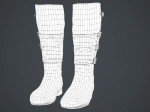 black leather boots 2 3D Model