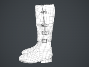 black leather boots 2 Modelo 3D