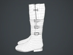 black leather boots 2 3D Model