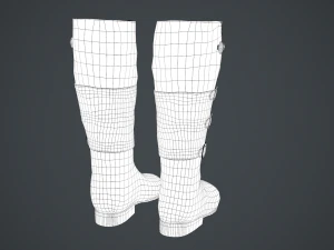 black leather boots 2 3D Model