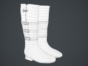black leather boots 2 Modelo 3D