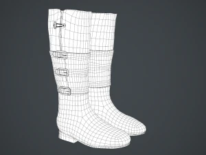 black leather boots 2 3D Model